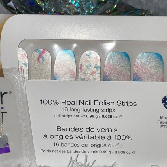 Color Street |  Never Forgotten pink & blue butterfly watercolor shimmer nails - Picture 7 of 10